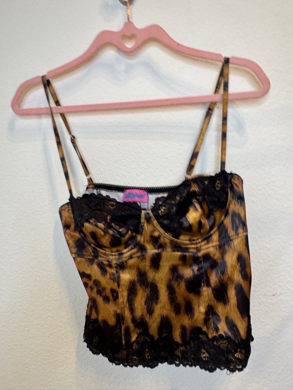 Edikted Leopard Satin Lace Bustier - Black & Gold - Picture 7 of 16